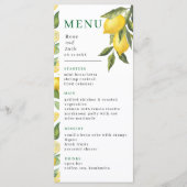 Waterverf Lemon Garden Wedding Menu (Voorkant)