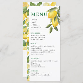 Waterverf Lemon Garden Wedding Menu