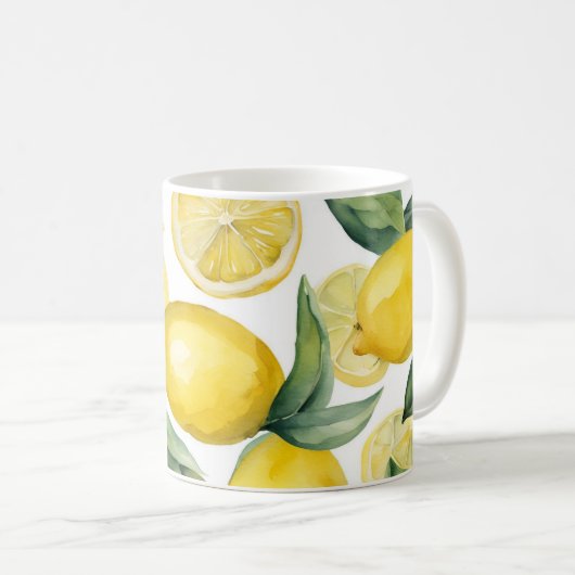 Waterverf Lemon Garden White Koffiemok (Voorkant rechts)