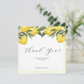 Waterverf Lemon Garden White Wedding Bedankkaart (Staand voorkant)