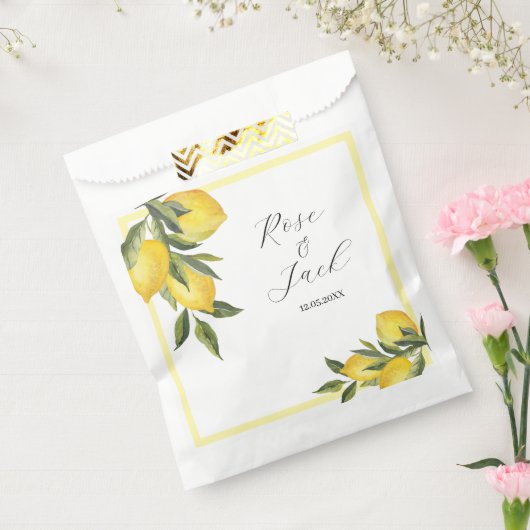 Waterverf Lemon Garden White Wedding Bedankzakje (Gezegeld)