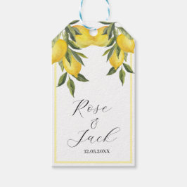 Waterverf Lemon Garden White Wedding Cadeaulabel