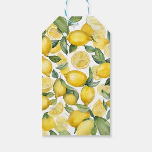 Waterverf Lemon Garden White Wedding Cadeaulabel (Achterkant)