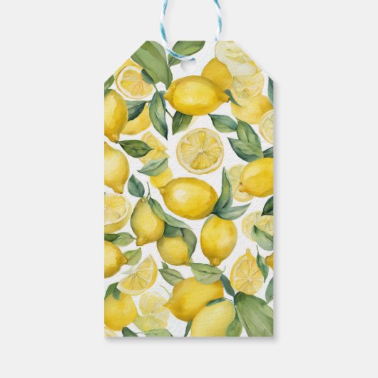 Waterverf Lemon Garden White Wedding Cadeaulabel (Achterkant)