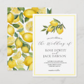 Waterverf Lemon Garden White Wedding Kaart (Voorkant / Achterkant)