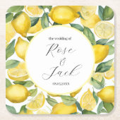 Waterverf Lemon Garden White Wedding Kartonnen Onderzetters (Voorkant)