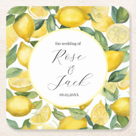 Waterverf Lemon Garden White Wedding Kartonnen Onderzetters