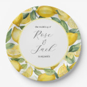 Waterverf Lemon Garden White Wedding Papieren Bordje (Voorkant)