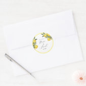Waterverf Lemon Garden White Wedding Ronde Sticker (Envelop)