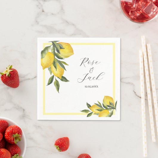 Waterverf Lemon Garden White Wedding Servet (Insitu)