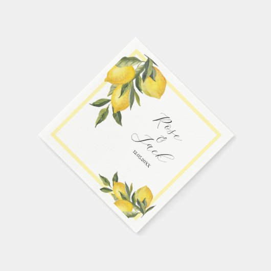 Waterverf Lemon Garden White Wedding Servet (Hoek)