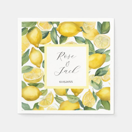 Waterverf Lemon Garden White Wedding Servet (Voorkant)