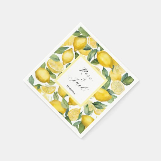 Waterverf Lemon Garden White Wedding Servet (Hoek)