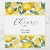 Waterverf Lemon Garden White Wedding Wijn Etiket (Enkel label)