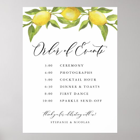 Waterverf Lemon Garland Orde van Evenementen Bruil Poster (Voorkant)