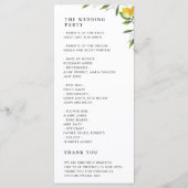 Waterverf Lemon gebladerte bruiloft programma Programmakaart (Achterkant)