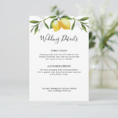 waterverf Lemon gebladerte trouwgegevens kaart (Staand voorkant)