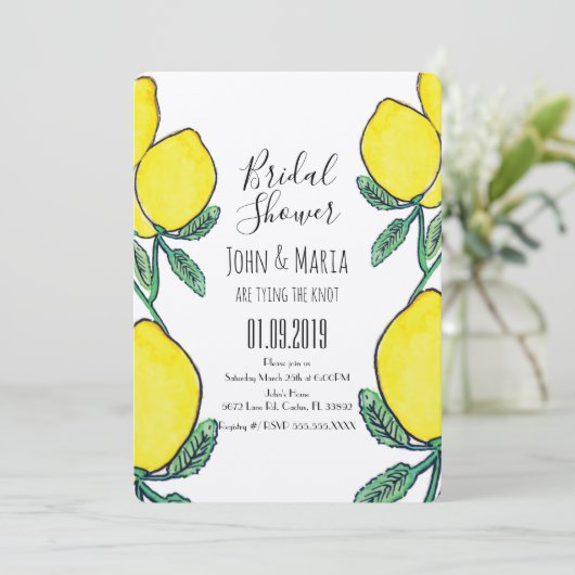 Waterverf Lemon Green Hand Drawn Vrijgezellenfeest Kaart (Staand voorkant)