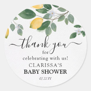 Waterverf Lemon & Greenery Baby shower Hartelijk d Ronde Sticker
