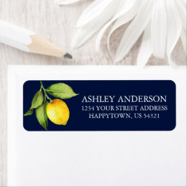 Waterverf Lemon Greenery Blue Return-adres Etiket