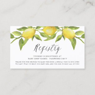Waterverf Lemon Greenery Garland Registry Kaart Visitekaartje