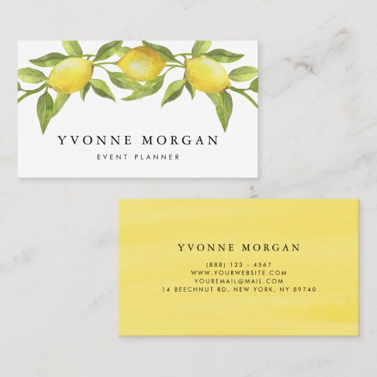 Waterverf Lemon Greenery Garland Rustic Visitekaartje (Voorkant / Achterkant)