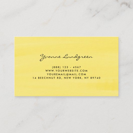 Waterverf Lemon Greenery Garland Script Visitekaartje (Achterkant)