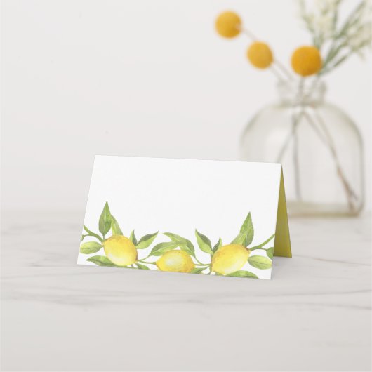 Waterverf Lemon Greenery Garland Wedding Plaatskaartje (Voorkant)