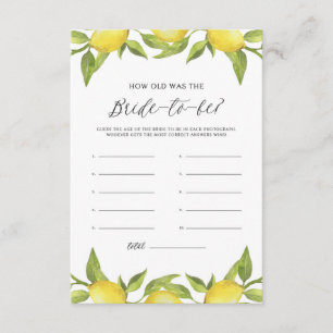 Waterverf Lemon Greenery Hoe oud was de bruid? Informatiekaartje