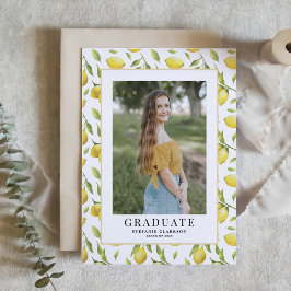 Waterverf Lemon Greenery Pattern Afstuderen Foto Kaart