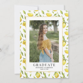 Waterverf Lemon Greenery Pattern Afstuderen Foto Kaart
