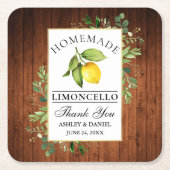 Waterverf Lemon Greenery Wood Limoncello Kartonnen Onderzetters (Voorkant)