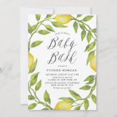 Waterverf Lemon Greenery Wreath Baby shower Bash Kaart (Voorkant)