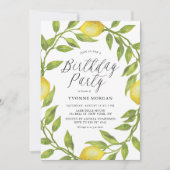Waterverf Lemon Greenery Wreath Birthday Party Kaart (Voorkant)