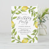 Waterverf Lemon Greenery Wreath Birthday Party Kaart (Staand voorkant)