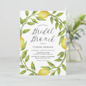 Waterverf Lemon Greenery Wreath Bridal Brunch Kaart (Staand voorkant)