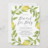 Waterverf Lemon Greenery Wreath Brunch voor Baby Kaart (Voorkant)