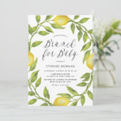 Waterverf Lemon Greenery Wreath Brunch voor Baby Kaart (Staand voorkant)