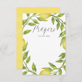 Waterverf Lemon Greenery Wreath Prayers voor Baby Informatiekaartje (Voorkant / Achterkant)
