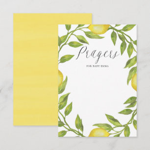 Waterverf Lemon Greenery Wreath Prayers voor Baby Informatiekaartje