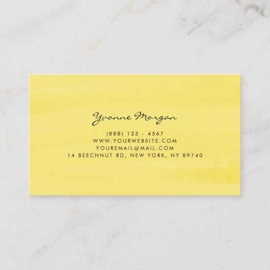 Waterverf Lemon Greenery Wreath Script Visitekaartje (Achterkant)