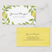 Waterverf Lemon Greenery Wreath Script Visitekaartje (Voorkant / Achterkant)