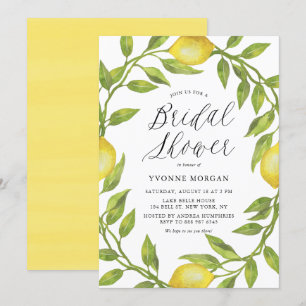 Waterverf Lemon Greenery Wreath Vrijgezellenfeest Kaart