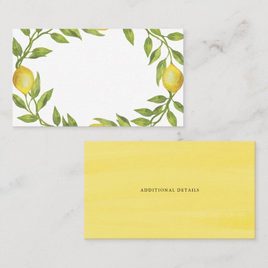 Waterverf Lemon Greenery Wreath Wedding Plaatskaartje (Voorkant / Achterkant)