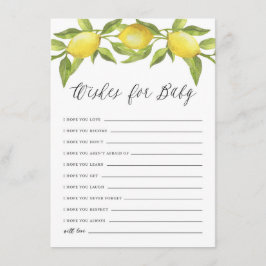 Waterverf Lemon Greenery Wreath wil Baby Informatiekaartje