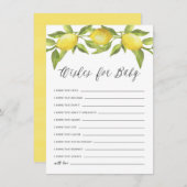 Waterverf Lemon Greenery Wreath wil Baby Informatiekaartje (Voorkant / Achterkant)