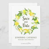 Waterverf Lemon Groenen die de datum sparen Save The Date (Voorkant / Achterkant)