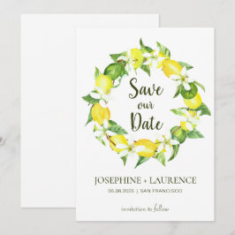 Waterverf Lemon Groenen die de datum sparen Save The Date