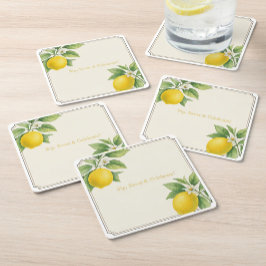 Waterverf Lemon Kartonnen Onderzetters