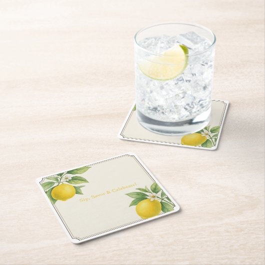 Waterverf Lemon Kartonnen Onderzetters (Insitu)